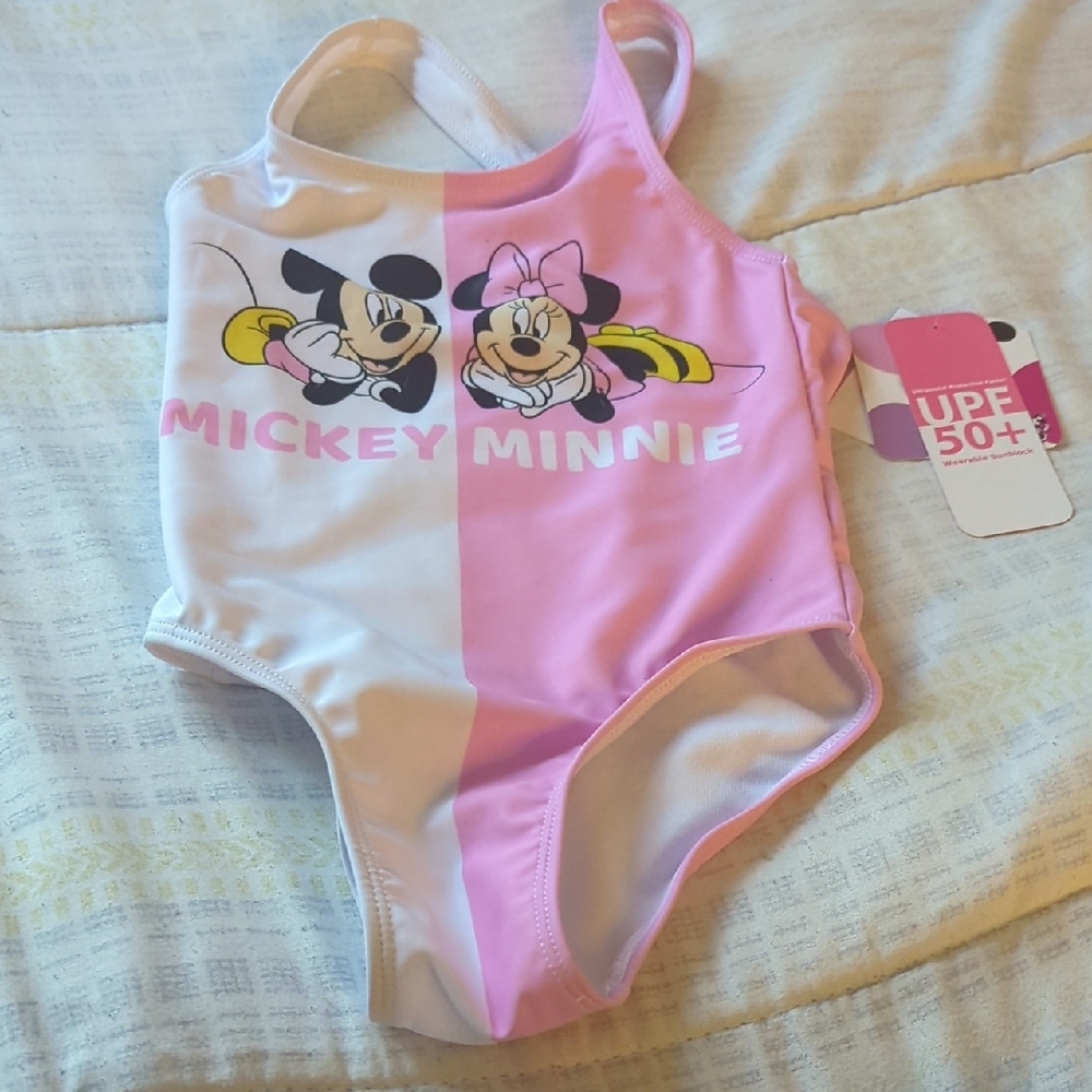 Toddler 3t Pink and White Disney's Mickey Minnie Swimsuit